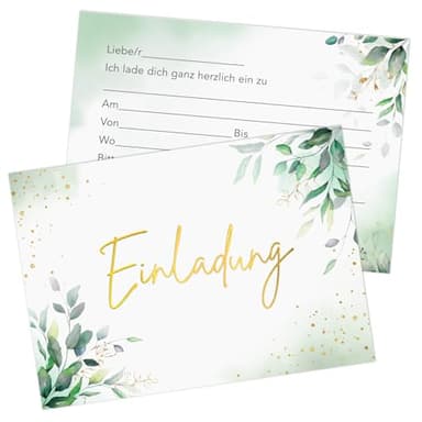 BETESSIN 12x Einladungkarten Geburtstag - Hochzeitseinladungskarten mit Blätter Design - Elegante Einladungkarten für Hochzeit, Standesamt, Geburtstag, Konfirmation, Kommunion, Taufe, Jugendweihe