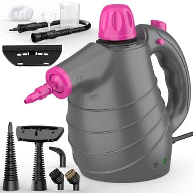 AUIFFER Dampfreiniger, Tragbarer Handdampfreiniger mit 10 Zubehör, 3,5 Bar Druck, 450ml Tank, Steam Cleaner Chemiefreie Reinigung von Fett und Schmutz für Polstermöbel, Boden, Auto, Fenster und mehr