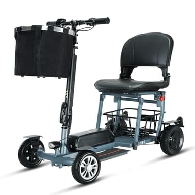 FREEJOYER Elektromobil für Senioren, Seniorenmobil Klappbar, Max 15Km/h, bis zu 25KM, Seniorenmobil Mobilitätsroller mit Korb (Blue, Batterie 8AH)