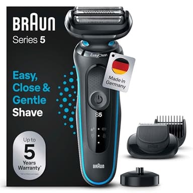 Braun Series 5 Elektrorasierer mit EasyClick Barttrimmer Aufsatz, Rasierer Herren Elektrisch Ladestation, EasyClean, Wet & Dry, rasierapparat, trockenrasierer, Made in Germany, 51-M4500cs, mintgrün
