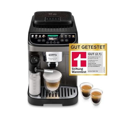 De'Longhi Magnifica Evo Next ECAM312.80.TB, Kaffeevollautomat mit 13 Getränken (Cappuccino, Espresso, Latte Macchiato), 2,4'' TFT Farbdisplay, LatteCrema Milchsystem, 2-Tassen-Funktion, Titan