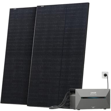 Solarway All In One Speicher Balkonkraftwerk 1000W komplett mit 1,6 kWh Anker Solix 2 PRO Speicher - Solaranlage Komplettset - 500W Solarmodule & Anker Speicher & Zubehör