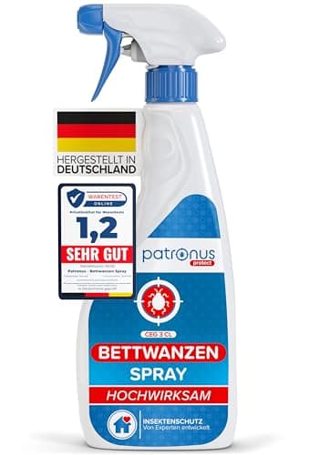 Patronus Bettwanzen-Spray zur effektiven Bettwanzen-Abwehr 500 ml - Sofortschutz-Mittel gegen Bettwanzen - mit dezentem Eukalyptus/-Zitrusduft - hochwirksam & laborgeprüft