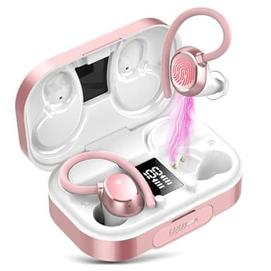 KT1 Bluetooth Kopfhörer Sport, in Ear Kopfhörer Kabellos Bluetooth 5.3 mit HD Mic, Herausragender Sound, 120 Std Spielzeit, IP7 Wasserdicht Ohrhörer mit Ohrhaken