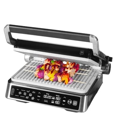 Genius Chef Kontaktgrill, Elektrogrill Edelstahl für Sandwiches Steak, abnehmbare Grillplatten, Sandwichtoaster, inkl. 2 Grillplatten, Set 6- tlg.