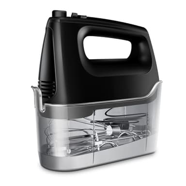 Handmixer Elektrisch Handrührgerät 6 Stufen Plus Turbo Kein Spritzen Mixer Handrührer mit Aufbewahrungskiste,5*Edelstahl Zubehör, Schwarz 400W Leiser Motor