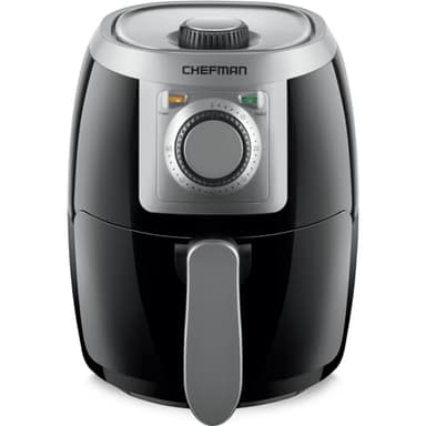 Chefman TurboFry 1.9 Liter Heißluftfritteuse, Kompakte Größe, 60-Minuten-Timer für Schnelles und Gesundes Kochen, für Pommes, Huhn, Fleisch, Fisch, Gemüse, Spülmaschinenfest, Schwarz
