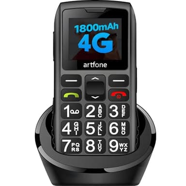 artfone 4G Seniorenhandy ohne Vertrag | Dual SIM mit Notruftaste | Rentner Handy große Tasten | 1800 mAh Akku Lange Standby-Zeit | USB-C | Großtastenhandy mit Ladestation | 1,77 Zoll Farbdisplay
