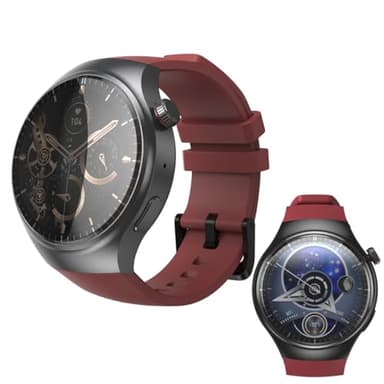 AIEK 4G Android Smartwatch Telefon GPS Sportuhr, Echtzeit-Navigation, 2 GB RAM 16 GB ROM, 3,6 cm AMOLED-Touchscreen, Fitness-Aktivitätstracker mit Herzfrequenz, WLAN-SIM (Rot)