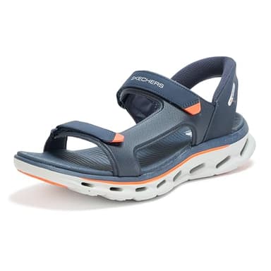 Skechers Herren Slip-Ins Go Walk Glide Step 2.0 Quarter Strap Sandale Sport, Marineblau/Orange, 45 EU