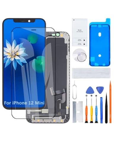 H&LYCYJ Display für iPhone 12 Mini A2399 A2176 A2398 A2400 LCD Bildschirm Ersatz 3D Touch Full HD Touchscreen ID Digitizer Rahmen Montage，Waterproof Adhesive，Reparaturkits NEU