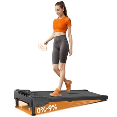 REPOWER Walking Pad mit Steigung, Automatische 9% Neigungsverstellung, Walkingpad Leise mit Fernbedienung bis 6 km/h, Laufband für zuhause, 136 kg Belastbarkeit