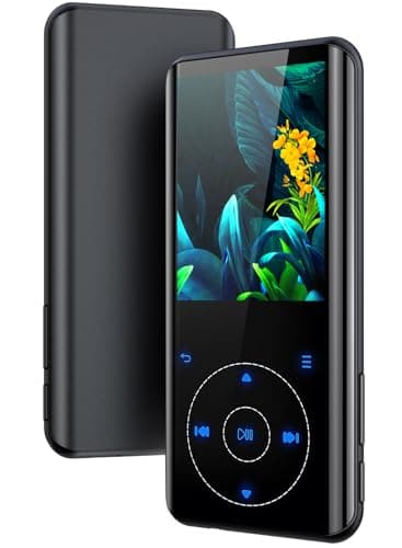 Metallgehäuse 32GB MP3 Player Bluetooth 5.3 mit 2,4 Zoll Display & gebogenem Design, HiFi Sound, Touch-Tasten, integrierter Lautsprecher, FM-Radio, Sprachaufnahme, bis 128GB
