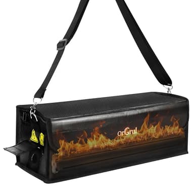 Orgrul Ebike Akku Tasche I Feuerfest bis 1500°C I Wasserdicht & Explosionssicher I Lipo Safe Bag für Lagerung &Transport &Aufladung I Beschädigungen durch Stöße zu vermeiden （41 x 13 x 12 cm）