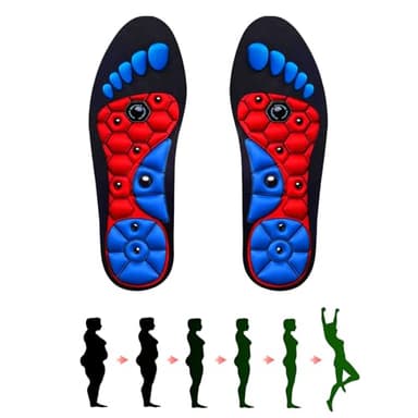 Magnetische Einlegesohlen, 1 Paar Magnetische Massage Gel Einlegesohlen, Akupressur Einlegesohlen Herrn Damen, Reflexologie Akupressur Einlagen Plantar Fasciitis Fuß Gesundheitspflege (Schwarz, 44-47)