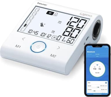 Beurer BM 96 Cardio Blutdruckmessgerät mit EKG-Funktion, Blutdruck- und Pulsmessung am Oberarm, zur Erkennung von Vorhofflimmern (AFib) zur Schlaganfallprävention, für Umfänge von 22-42 cm