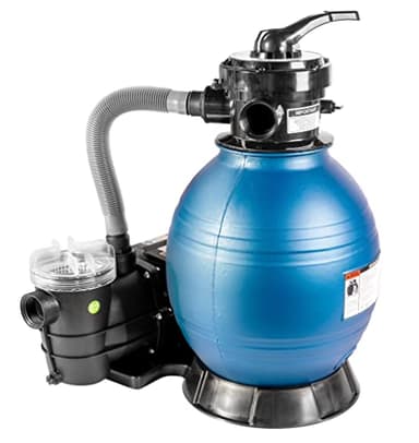 HST Sandfilter Poolfilter bis 35.000 Liter mit Profi Leis Poolpumpe 10000 Liter/Std 400 W mit Vorfilter Sandkessel 5-Wegeventil Bodenplatte viel Zubehör Komplettset geeignet für Sand Filterbälle Glas