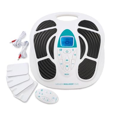 VENENWALKER Durchblutungs-Stimulator + Fernbedienung | 4 Muskelstimulations-Pads EMS | EMS Trainingsgerät fördert Durchblutung in müden Beinen, Waden & Füßen | EMS Trainer