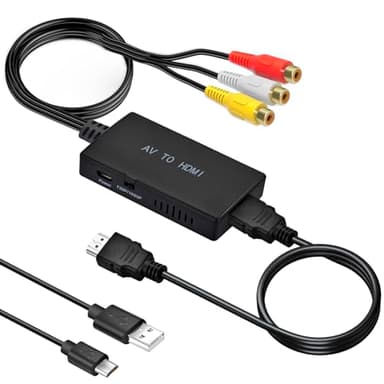 Amtake RCA auf HDMI, 1080P AV Adapter mit HDMI-Kabel für PS2/PS3/Xbox/SNES/N64/STB/VHS/VCR Videorecorder DVD, Unterstützt PAL/NTSC