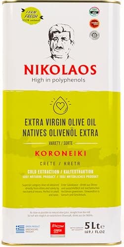 Olivenöl 5 L aus Kreta, Griechenland – „NIKOLAOS“ Premium-Qualität, reich an Polyphenolen, extra nativ, kaltgepresst. Neue Ernte: 2025/2026. MHD: Apr.–Juni 2027