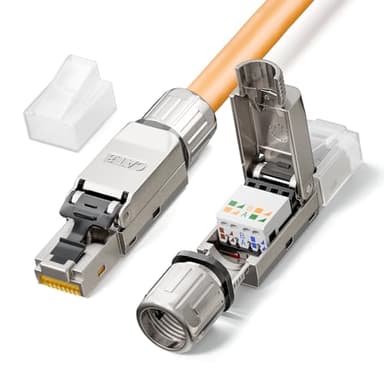 LEENUE RJ45 Stecker Werkzeuglos Cat8, 40 Gbit/s 2000 MHz, Vergoldet lan stecker werkzeuglos POE für Cat8 Cat7 Verlegekabel, Geschirmt netzwerkstecker cat8 werkzeuglos, Wiederverwendbar, 2 Stück
