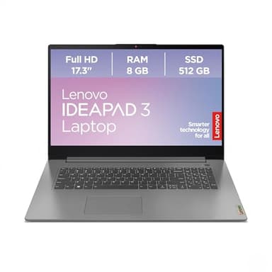 Lenovo IdeaPad 3 Laptop | 17.3" Full HD Display | AMD Ryzen 5 5625U | 8GB RAM | 512GB SSD | AMD Radeon Grafik | Windows 11 | QWERTZ | Artic Grau | 3 Monate Premium Care