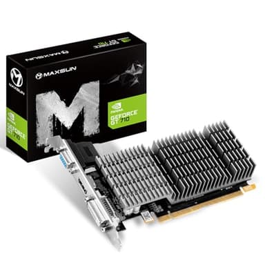 MAXSUN Nvidia Grafikkarte GEFORCE GT 710 1 GB, Low Profile Grafikkarte, GPU, geringer Verbrauch Passive geräuschloses Lüfterloses Kühlung, DirectX12, VGA, DVI-D, HDMI