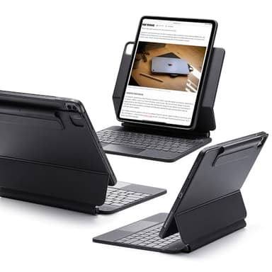 ESR Magnetische Keyboard Hülle, iPad Tastatur Hülle für iPad Pro 12.9 2022, magnetischer Ständer, Porträt-/erhöhte Ansichtsmodi, federnde Leuchttasten, Multi-Touch-Trackpad, Rebound-Serie, Anthrazit