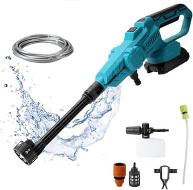 Akku Hochdruckreiniger, 200 BAR 21 Akku Tragbarer Hochdruckreiniger mit 6-IN-1 Düse,3500W Bürstenloser Motor,380L/Hfor Car Fence Floor Cleaning Irrigation (Ohne Batterie)
