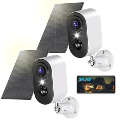 PESAIR 2K Überwachungskamera Aussen Akku mit Solarpanel - Kamera Überwachung Aussen WLAN mit Farbige Nachtsicht, Kameras kabellos außen/innen, PIR-Bewegungserkennung, IP66, 2,4 GHz, 2 Pack