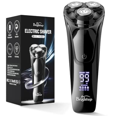 Brightup Rasierer Herren Elektrisch mit 4D-Schwebekopf, Kabellos LED Elektrischer Nass- und Trockenrasierer für Männe, IPX6 Wasserdichter Elektrorasierer, USB-C Aufladung & Pop-Up Trimmer, Reisesperre