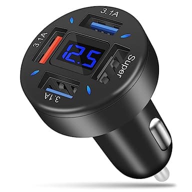 AXFEE Auto Ladegerät, 66W Ladegerät, 4-Port Auto Ladegerät Zigarettenanzünder Adapter, 66W & 3.1A USB Schnellladung Auto Ladegerät, USB Car Charger für iPhone 14/13/12/11, Galaxy, iPad, Smartphones