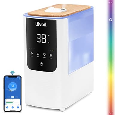 Levoit Top-Fill Luftbefeuchter, Smart Humidifier, Warm&Kalter Nebel max 550 ml/h, bis 40㎡, leise Raumbefeuchter mit Nachtlicht für Kinderzimmer, Pflanzen, Auto Shut-off, 4,5 L, Mondweiß