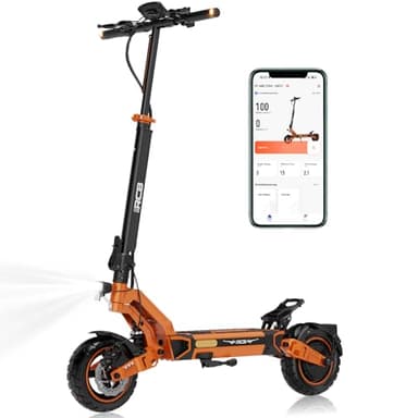 RCB D7 Elektroroller, E-Scooter mit Straßenzulassung (ABE), NFC-Start,80-100KM Reichweite, 20.8Ah Batterie, 500W Motor, 10 Zoll Flatproof-Reifen, APP-Steuerung,Doppelter Stoßdämpfung, Faltbar Scooter