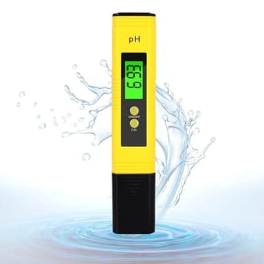 PH Messgerät, PH Meter mit LCD Anzeige, PH Wert Wasser Digitaler Tester mit Kalibrierpulver, Hohe Genauigkeit, 0.00-14.00 Messbereich, für Aquarium, Trinkwasser, Pool, Hydroponik, Labor