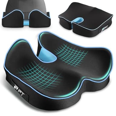 POOTACK Orthopädisches Sitzkissen für Bürostuhl & Autositz – Ergonomisches Steißbeinkissen aus Memory-Schaum, Fördert Durchblutung, Entlastet das Steißbein und Erhöht Sitzkomfort, Blau
