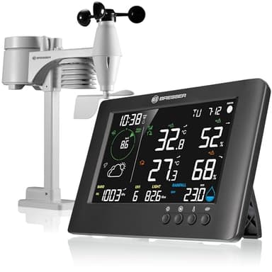 Bresser WLAN 7-in-1 Wetterstation TB: Umfangreiche Daten, Grafik-Prognose, Multi-Sensor, Innenklima-Überwachung, Alarmfunktion
