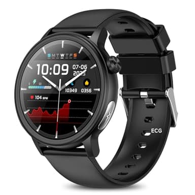 Smartwatch mit EKG Gesundheitsuhr ΒΙυtｚυcker 𝐇𝐑𝐕/Hαrnsäure/𝐛𝐥𝐮𝐭𝐝𝐫𝐮𝐜𝐤/BMI Fitnessuhr 1.39”Smart watch Herren Telefonfunktion/SOS 24H Herzfrequenz Körpertemperatur/Müdigkeit/Schlaf/𝐒𝐏𝐎𝟐