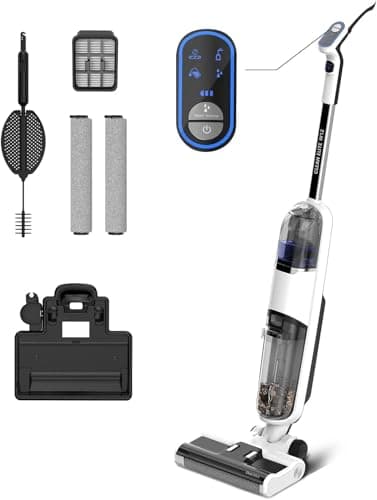 Vozascly W12 Nass Trockensauger Kabelloser Intelligenter 3 in 1 Staubsauger mit Wischfunktion für Trockene und Nasse Böden, Ideal Gegen Tierhaare