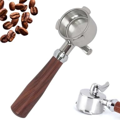 alouweekuky Siebträger 51mm, Doppel Auslauf 3 Ohren Portafilter Kompatibel mit Delonghi Dedica EC680/EC685/EC785/EC820/EC850/EC860, Edelstahl SiebträGer Filterhalter