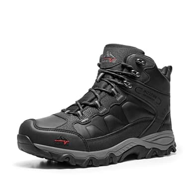 NORTIV 8 Herren Trekkingschuhe Wanderschuhe Outdoorschuhe Wanderstiefel Wasserdicht Hiking Boots Kletterschuhe Bergsteigen Klettern Wandern Schuhe,Size 46,Schwarz-Leder,NMUMHB2501