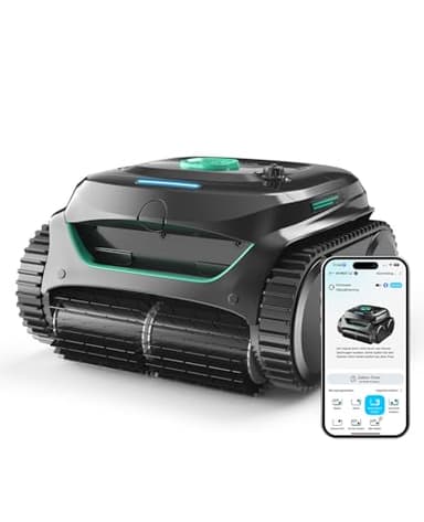 WYBOT C2 Poolroboter Akku Boden und Wand für Einbaupools bis 150㎡, Doppelfiltration, 3-Fach Motor, Starke Saugkraft, Wandkletter & Wasserlinie, 183 Min, App(Schwarz-Grün Grün)