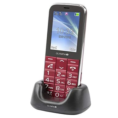Olympia 2220 Joy II Handy für Senioren ohne Vertrag Seniorenhandy Tastenhandy mit großen Tasten lauter Klingelton Kamera 2,4" Farbdisplay Mini SIM Tischladestation Rot