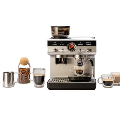 Krups Precision manuelle Siebträgermaschine mit Mahlwerk, Barista Kaffeemaschine mit intuitiver Bedienfläche, Pre-Infusion-Einstellungen, Espressomaschine mit Dampfdüse, schnelles Aufheizen, XP801T10