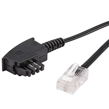 ecabo 10061 1m TAE-F Stecker auf RJ45-Stecker Anschlusskabel – Routerkabel – VDSL/DSL – Direktanschluss von DSL-Routern an die Telefondose – Flachkabel für Alle Router und Modems – schwarz