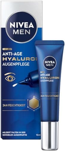 NIVEA MEN Anti-Age Hyaluron Augenpflege, straffende Augencreme gegen Falten und Augenringe, feuchtigkeitsspendende Augenpflege mit Hyaluron (15 ml)
