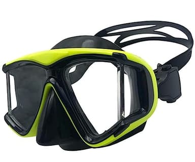 YEESAM Kurzsichtig Tauchmaske mit Dioptrien, breiter Sicht Harzlinsen Taucherbrille Schnorchelmaske Schnorchelbrille Schwimmbrille für Erwachsene und Kinder Myopie (Gelb, -3,0)