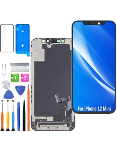 HLYGZX Display für iPhone 12 Mini LCD Bildschirm Ersatz FHD Touchscreen 3D Touch Face ID Digitizer Rahmen Montage，Waterproof Adhesive，Reparaturkits NEU