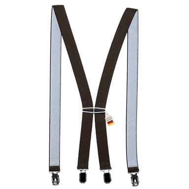 Zukunftsenkel Hosenträger 4 Starke Clips X-Form 2,5cm Breite Herren Damen Skihose Arbeitshose Verstellbar und Elastisch Fasnacht H-Form (Braun)