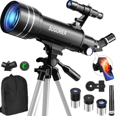 Teleskop für Kinder Erwachsene Anfänger, 70mm Aperture 500mm AZ Refraktor Tragbares Astronomisches Teleskope für Kinder Anfänger mit Stativ, Mondfilter, Telefon Adapter, Tragbares Rucksack
